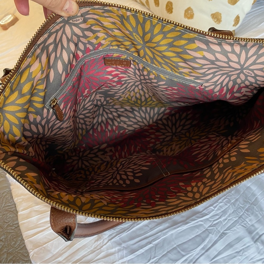 Lodis Kierra Brown Pebble‎ Grain Leather Large Tote Shoulder Bag - Picture 7 of 12